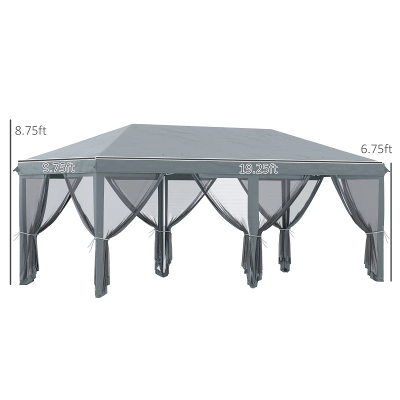 Gray 10' x 20' Patio Gazebo Outdoor Pop-Up Canopy.