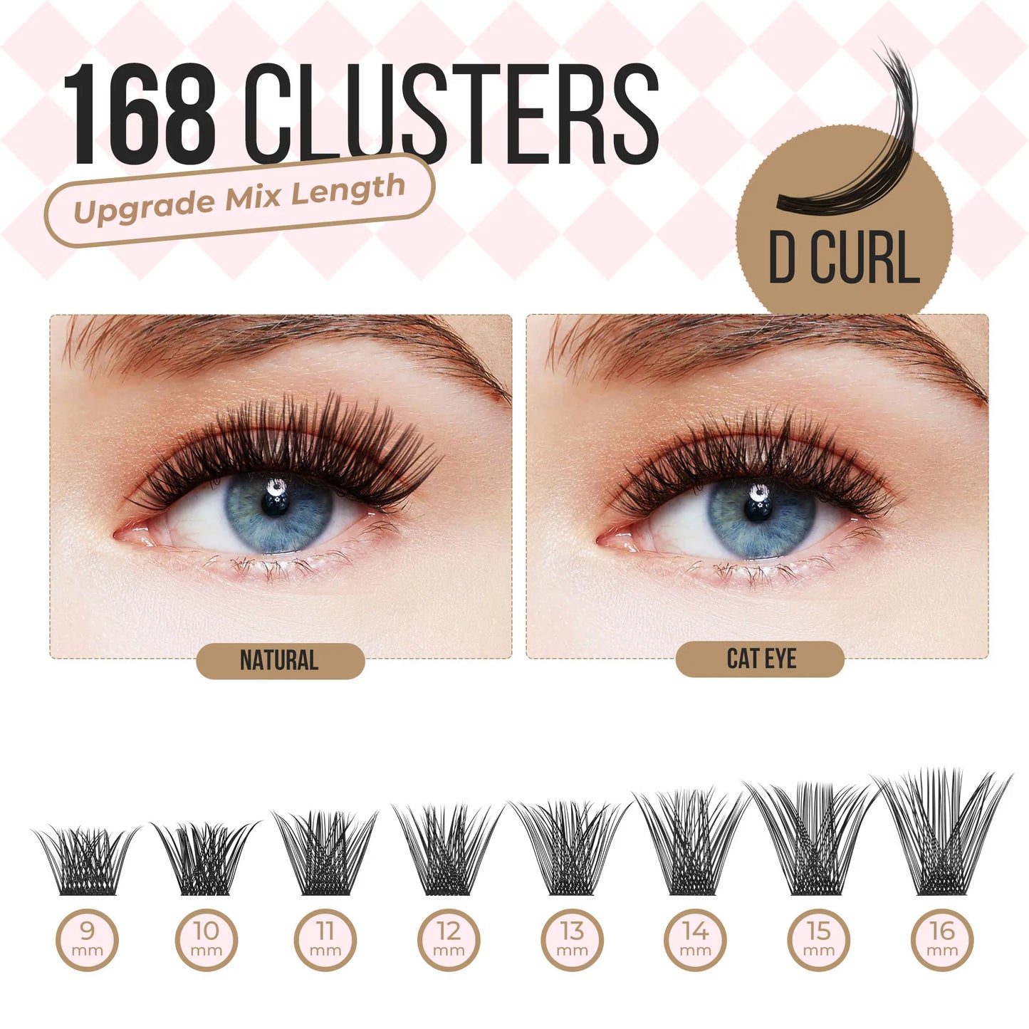 Lashview 280Pcs Cluster Reusable Individual Lashes Thin Band CT50 56D KIT