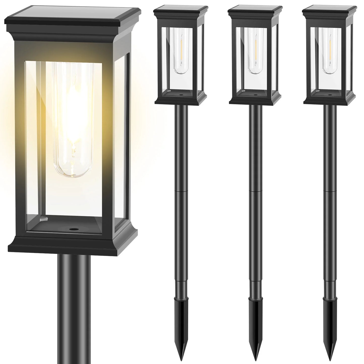 4Pcs Solar Pathway Lights IP65 Waterproof.