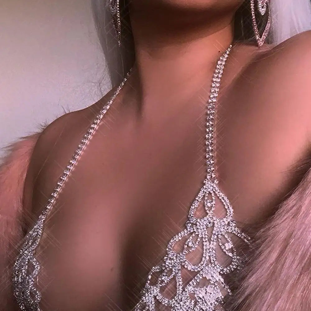 Sexy Rhinestone Chain Body Lingerie Set.